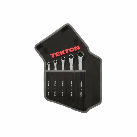 TEKTON 45-Degree Offset Box End Wrench Set with Pouch, 5-Piece (1/4-13/16 in.) WBE23505